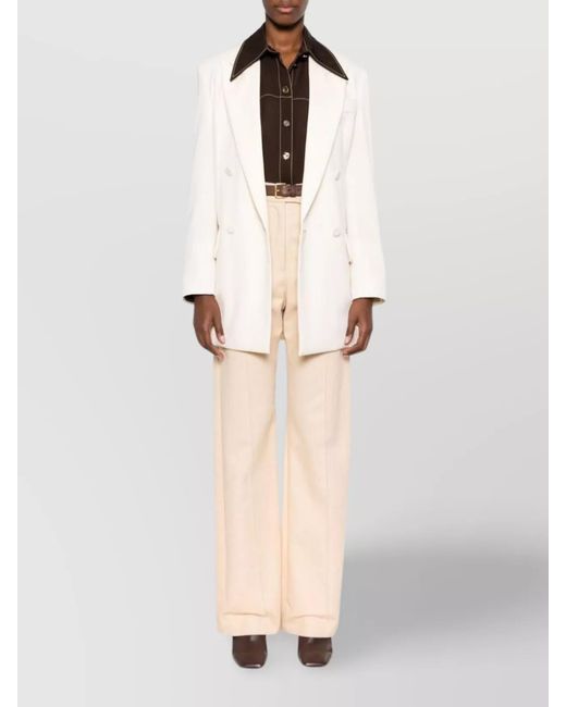 Max Mara Natural Virgin Wool Double-Breasted Blazer