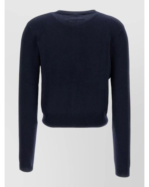 Lisa Yang Blue Karia Cashmere Cropped Cardigan Round Neck