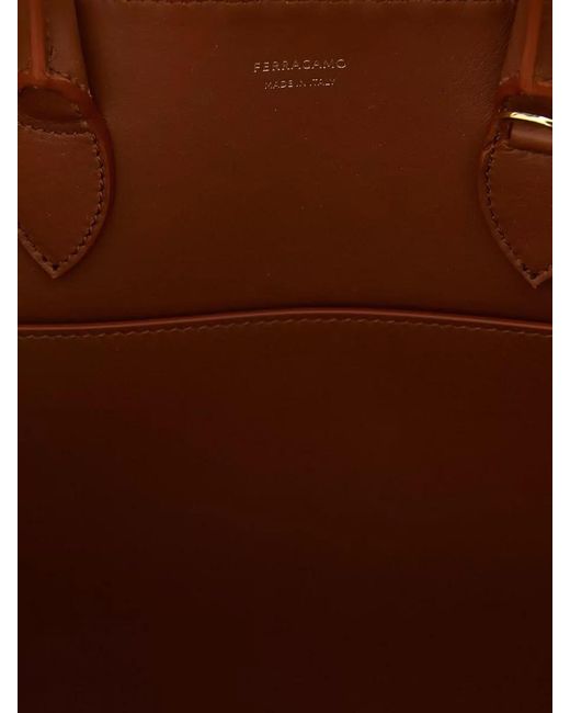 Ferragamo Brown Woven Tote Bag Top Handles Hardware
