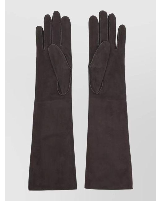 Lanvin Black Leather Long Slim Gloves