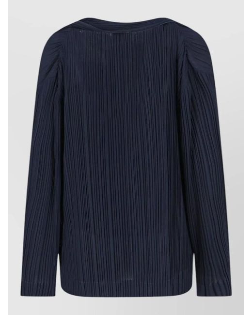 Giorgio Armani Blue Pleated Jersey Top