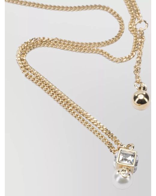 Jimmy Choo White Pearl Pendant Necklace