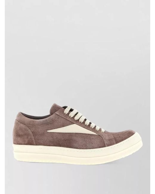 Rick Owens Natural Vintage Sneaks Lace Up Suede Sneakers for men