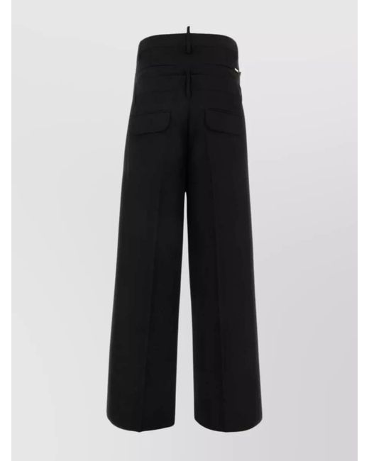 DSquared² Black Virgin Wool Wide-Leg Trousers
