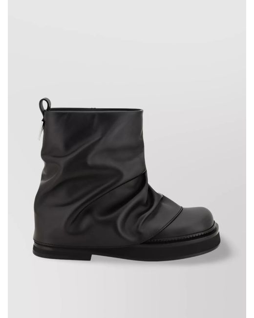 The Attico Black Leather Mini Robin Combat Ankle Boots