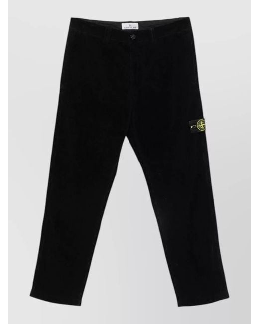 Stone Island Black Corduroy Pants Belt Loops Rear Patch Pocket for men