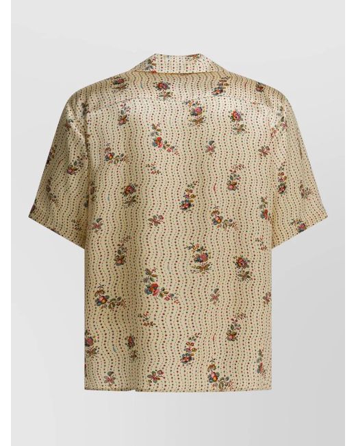 Valentino Natural Silk Floral Print Short-Sleeve Bowling Shirt for men