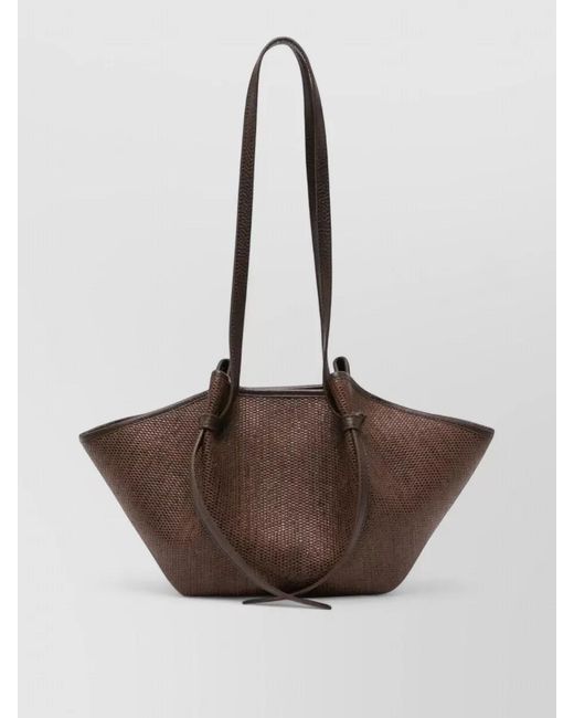 Yuzefi Brown Suede Mochi Tote Bag Long Handles