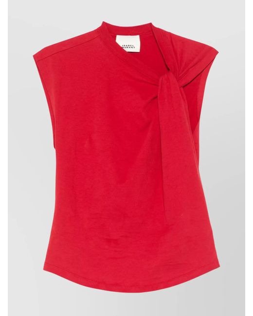 Isabel Marant Red Nayda T-Shirt With Twist Knot Detail