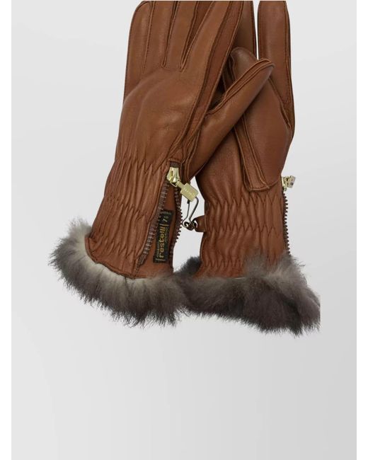 Restelli Brown Leather Ski Gloves