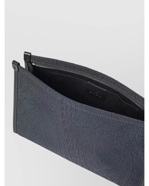 Etro Blue Jacquard Nylon Clutch Bag for men