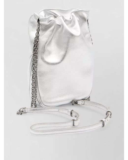 Roger Vivier Gray Metallic Leather Nano Pilgrim Crossbody Bag