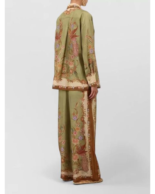Zimmermann Multicolor Indra Silk Shirt Floral Embroidery Cuffs