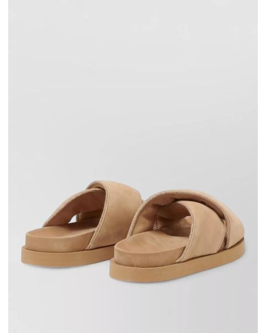 Fabiana Filippi Natural Sandals Open Toe Flat Sole Silk Nylon