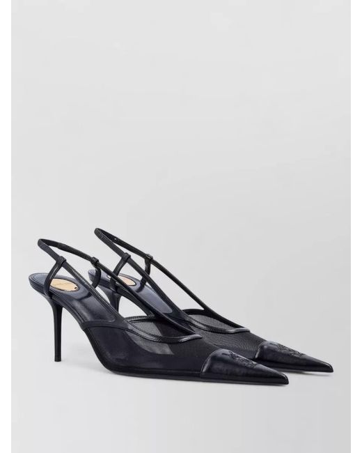 Saint Laurent Blue Renee Slim Slingback Pumps Mesh Leather