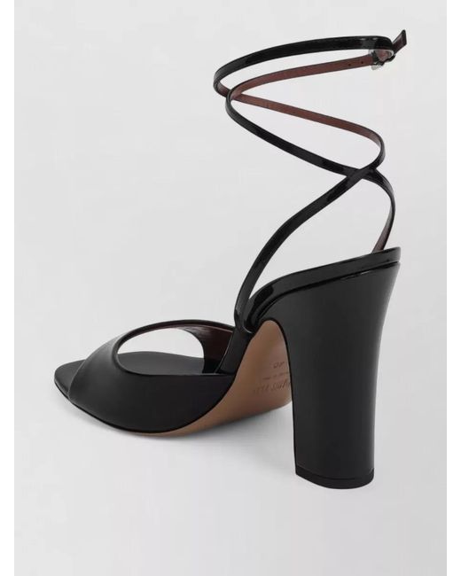 Paris Texas Black Open Toe Patent Finish Heeled Sandals