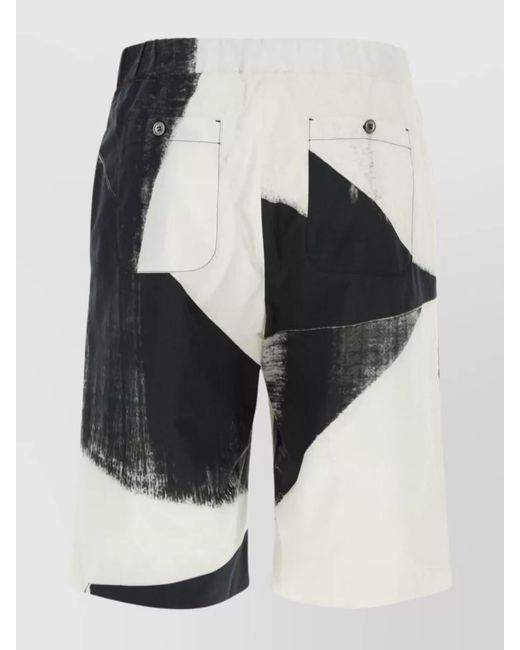 McQueen White Cotton Abstract-Print Knee-Length Tailored Shorts for men