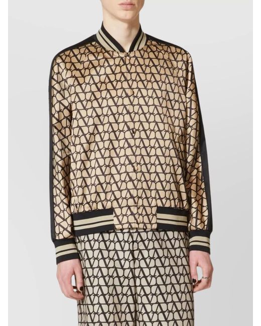Valentino Garavani Natural Ribbed Trims Iconographe Print Bomber for men