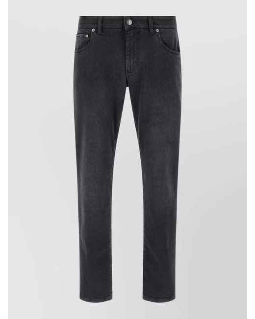 Dolce & Gabbana Blue Stretch Denim Trousers Belt Loops Five Pockets for men