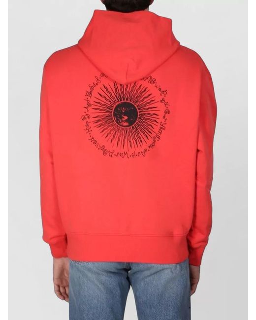 sunflower Red Logo Embroidery Hooded Sweatshirt Front Pocket for men
