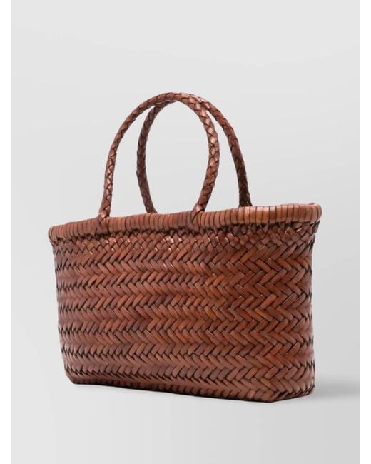 Dragon Diffusion Brown Mini Flat Gora Leather Tote Bag