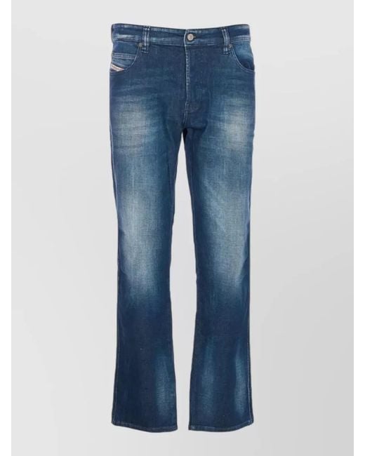 DIESEL Blue Trousers Faded Effect Five Pockets Belt Loops for men