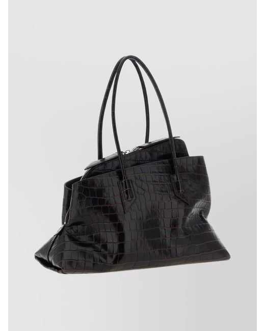The Attico Black Medium Leather Shoulder Bag
