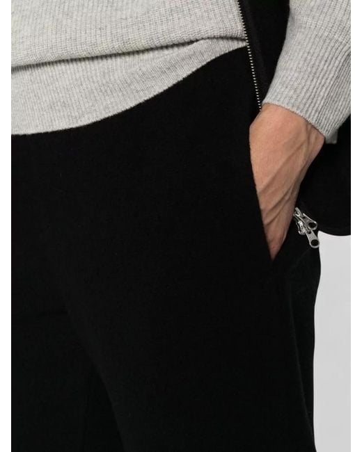 Rier Black Wool Straight-Leg Trousers for men