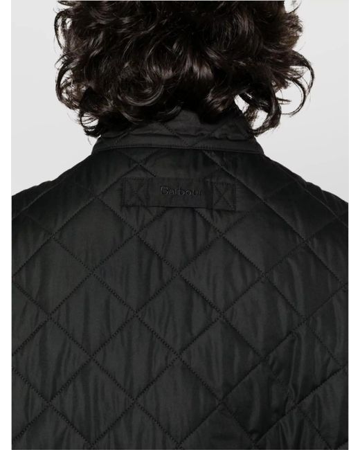 Barbour Black Modern Quilted Vest Pockets for men