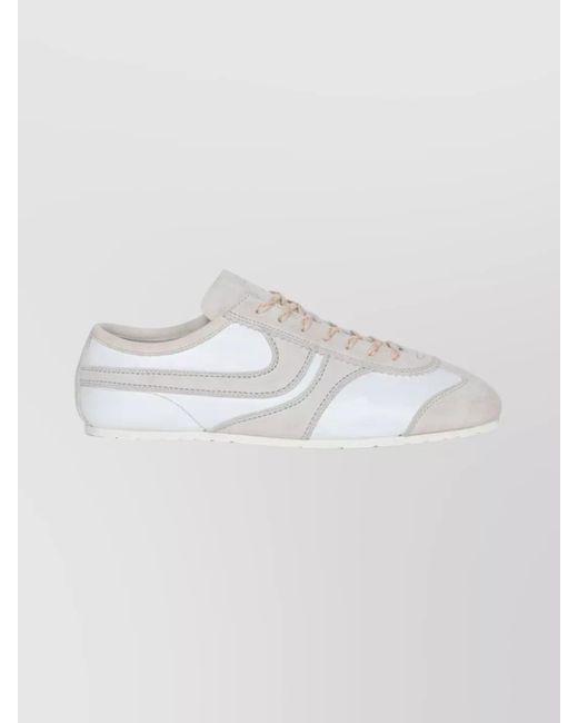 Dries Van Noten White Low-Top Suede Sneakers Round Toe Design for men