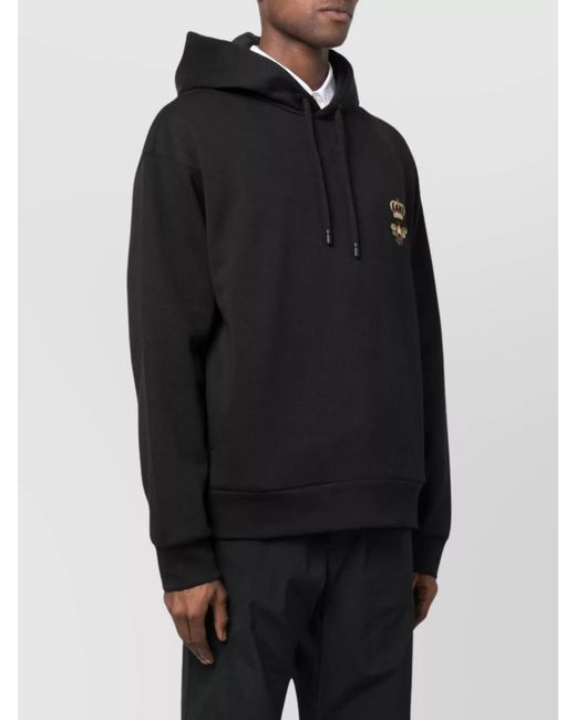 Dolce & Gabbana Black Cotton Embroidered Logo Hoodie for men