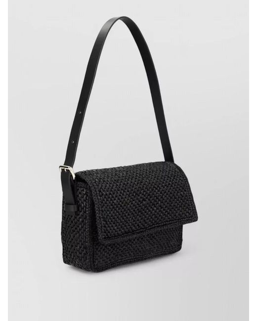 Manebí Black Shoulder Bag Adjustable Strap Woven Texture