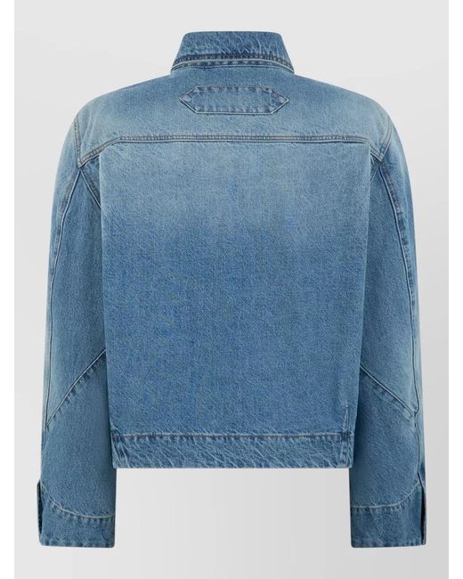 Jacquemus Blue Cropped Denim Jacket Straight Cut Rolled Sleeves for men