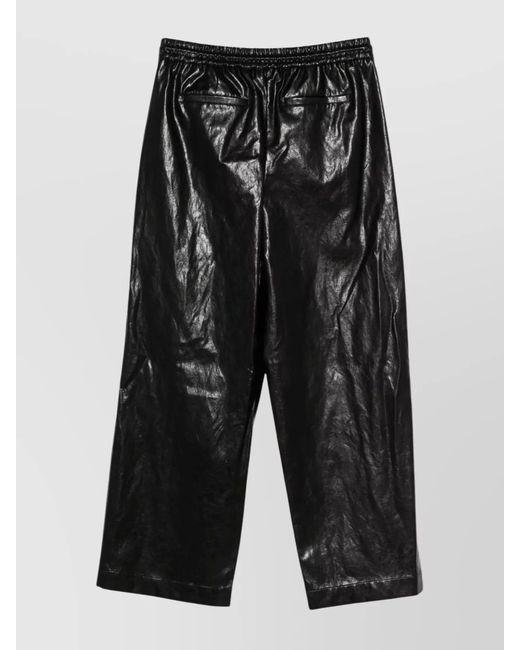 Michael Kors Black Faux Leather Cropped Trousers