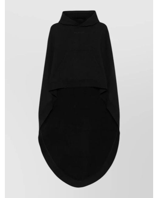 Balenciaga Black Long Hooded Sweatshirt Oversized Fit Pocket