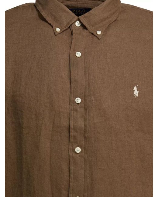 Polo Ralph Lauren Green Long Sleeve Shirt Logo Detail Collar for men