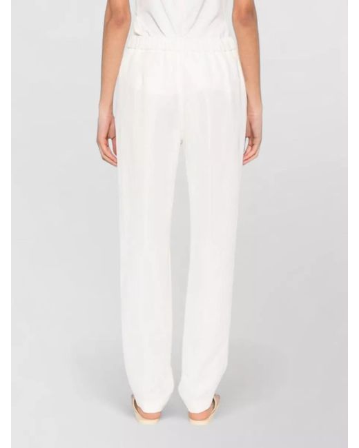 Fabiana Filippi White Relaxed Straight Leg Trousers Elasticated Waistband