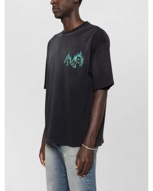 Amiri Black Flames Oversized Graphic Print T-Shirt for men