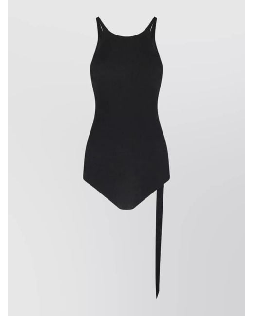 Rick Owens Black Beachwear Dress Round Neckline Side Tie