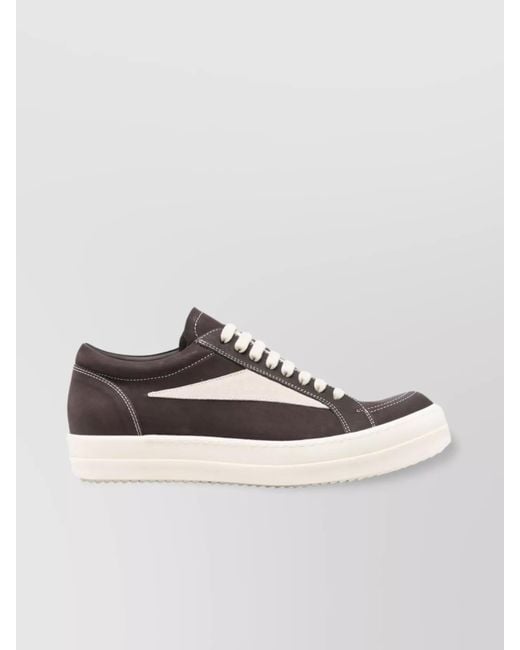 Rick Owens Natural High-Top Suede Sneakers With Triangular Leather Appliqué for men