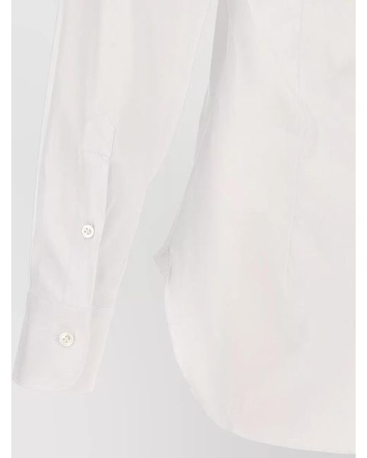 Barba Napoli White Poplin Shirt Button Down Collar Long Sleeves for men