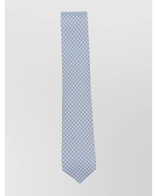 Ferragamo Blue Slim Geometric Tie Standard Length Design for men