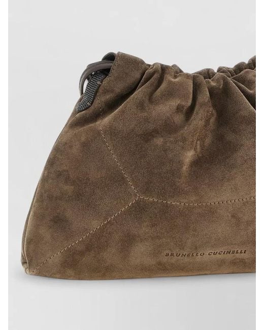 Brunello Cucinelli Brown Duo Suede Shoulder Bag Monile Strap