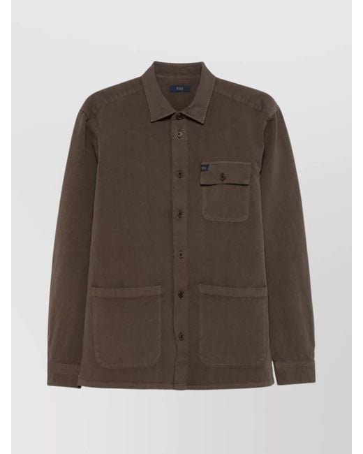 Fay Brown Overshirt Featuring Multiple Pockets for men