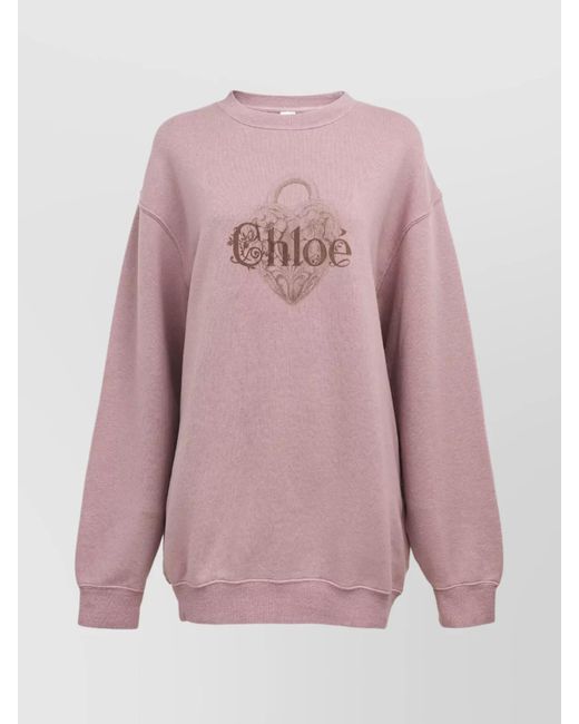 Chloé Pink Oversized Cotton Logo-Print Sweatshirt