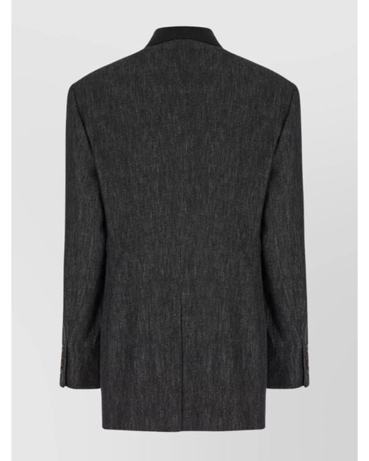 Brunello Cucinelli Black Denim Blazer With Back Vent And Flap Pockets