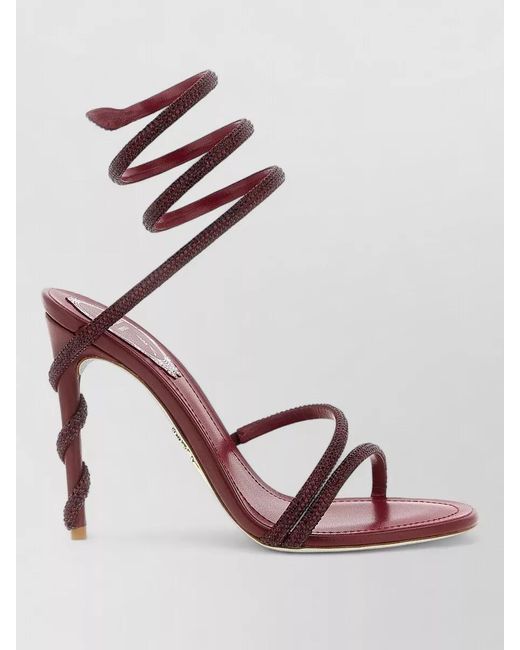 Rene Caovilla Pink Margot Sandals Embellished Straps Leather Sole