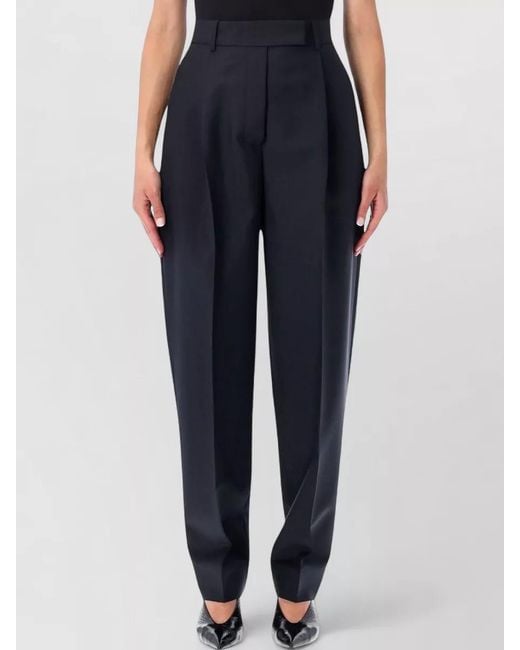 Rohe Blue Daria High Waist Tapered Wool Trousers