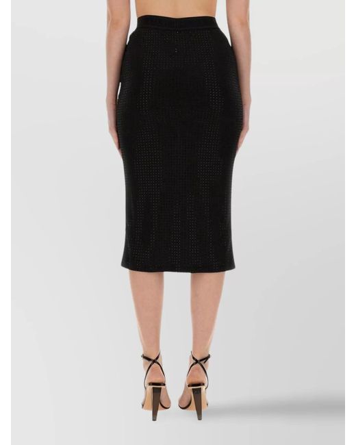 Versace Jeans Couture Black Crystal-Embellished Fitted Skirt