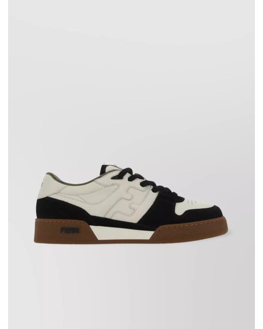 Fendi White Leather Match Low-Top Sneakers